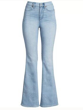 NWT! Lands End Womens Plus High Rise Flare Jeans Light Blue Denim 16W and 18W